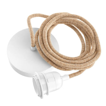 Plafondfitting met textielsnoer – naturel-wit, 1 lamp
