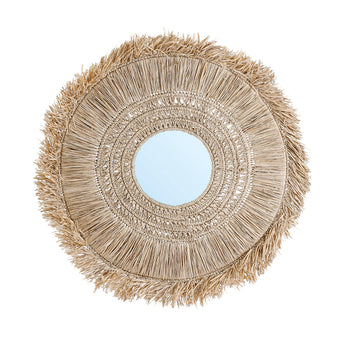 Yuki raffia spiegel, boho wandspiegel