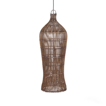 Oasis Tower lange bamboe hanglamp donker walnoot