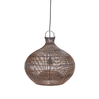 Desert Gourd hanglamp van bamboe in donker walnoot – S