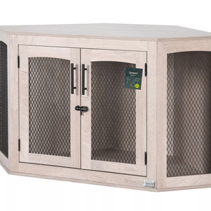 Quapas! Rustic Wooden Dog Crate – Premium Corner Model