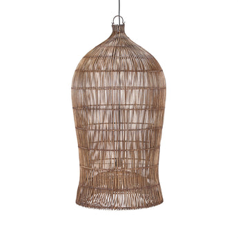 Geweven Bel XL grote bamboe hanglamp donker walnoot