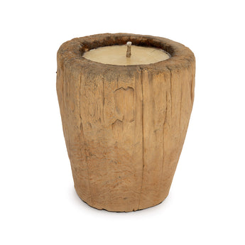 Houten kandelaar met hervulbare was – Ibiza Candle Trunk