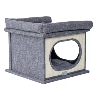 Cueva para Gatos – Refugio con Alfombra de Sisal & Plataforma 48x48x42 cm
