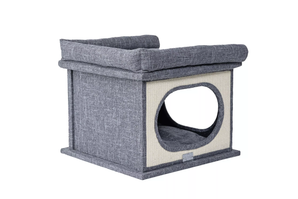 Cueva para Gatos – Refugio con Alfombra de Sisal & Plataforma 48x48x42 cm